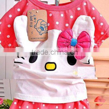 Hot Selling Summer Baby Girl Clothes Set Cartoon Batwing Tees+shorts 2 Pcs Set Chidlren's Suit Hello Kitty Tracksuit photo-3