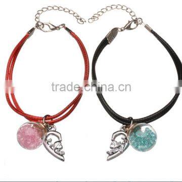 Simple Design 8 Steel Charm Genuine Leather Bracelet Custom Mens and Women 8 Charm Leather Bracelets for Valentine's Gifts 2017 photo-3