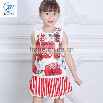 Wholesale Kids Cotton Tank Tops Boutique Baby Girls White Sleeveless T Shirt Summer T-shirt for Flower Print T16356