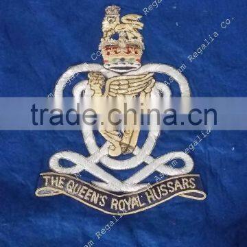 Hand Embroidered Bullion Wire Banner with Gold Braid