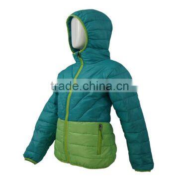Green Wind Breaker Down Jacket With Hood for Kids photo-2