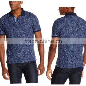 Custom Mens Formal Wholesale Full Printed Different Color Collar Polo Shirt