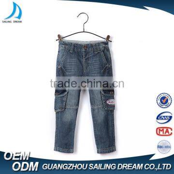 High quality multi pocket organ bag style embroidery patch 100% cotton oem baggy jeans for children