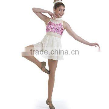 2016 - Girl's White Skirts With Muticolor Sequin Lycrial Ballet Romantic Dance Tutu Dress Costumes photo-2