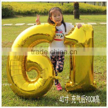 40 Inch Gold Silver Color Foil Number Balloons for Party Decoration photo-3