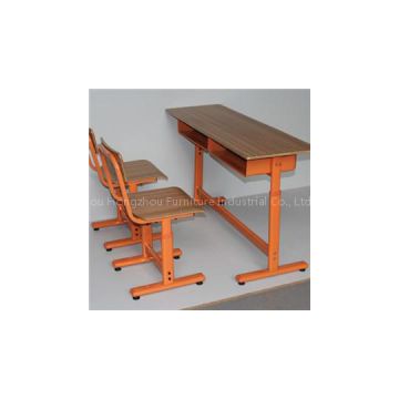 Plywood Double Height Adjustable School Desk And Chair