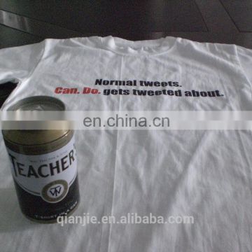 Compressed t-shirt in pop-top can with OEM brand