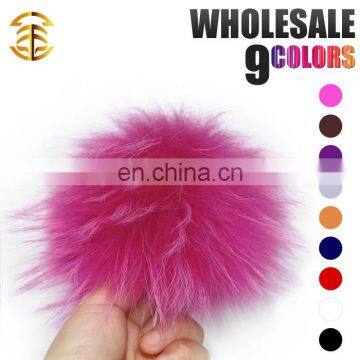 2015 Latest Style Fur Ball Accessories On Garments Hats Customized Colorful 14-15cm Large Raccoon Fur Pom Pom Keychain