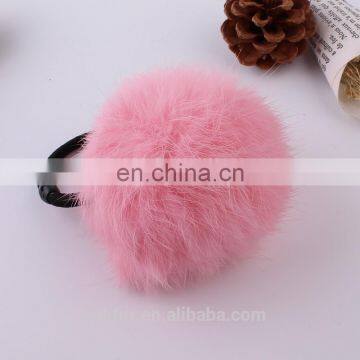 Factory Wholesale Elastic Hair Rubber Tie With Rabbit or Faux Fur Ball for Girls and Women photo-2