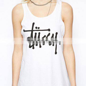 T-WV509 Women's 100% Cotton White Custom Logo Tank Tops photo-2