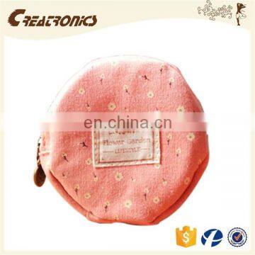 CR Mix Colors Vintage Women Girl Kid Baby Storage Cute Flower Floral Coin Round Canvas Zipper Bag Change Wallet Purse