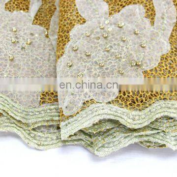 African Guipure Lace /african Wedding Lace Fabric/flower Lace Fabric With Bead photo-4