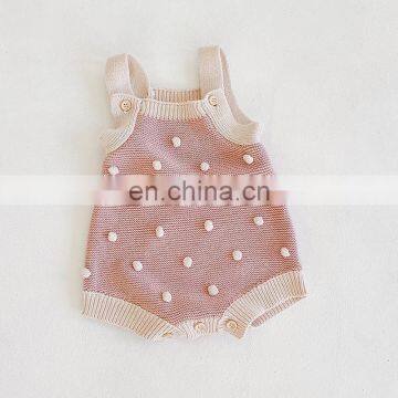 Autumn Baby Girl Infant Children Handmade Pom-Pom Knitted Wool One-Piece Suit Baby Bodysuit Romper Triangle Crawling Clothes