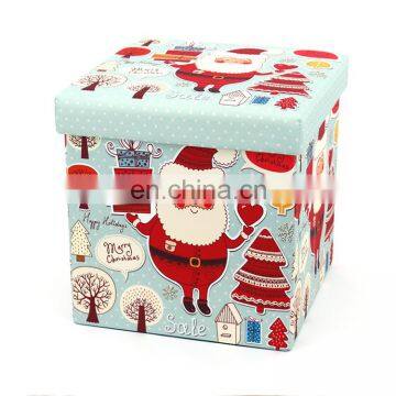 Customized Modern Living Room Furniture Cartoon Printing Polyester Storage Ottoman Square Fabric Folded photo-6