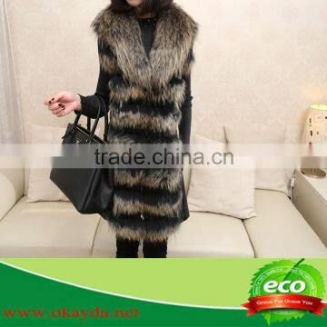 100% Real Luxury Pretty Women Double Color Raccoon Hair and Rabbit Skin Coat