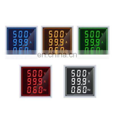 AC 60-500V 0-100A 20-75Hz LED Digital AC Voltmeter Ammeter Signal Lights 220V Voltage Current Hz Meter Volt Amp Tester Detector