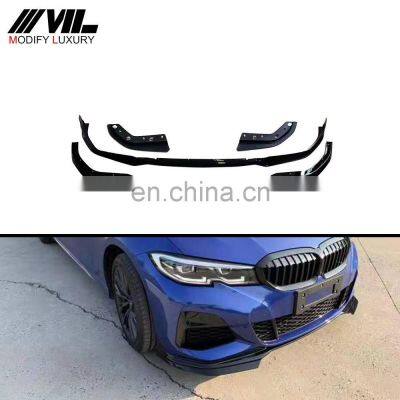 5pcs Glossy Painted Black PP Car Front Bumper Lip Spoiler for BMW 3 Series G20 G28 Sport 2019-2020