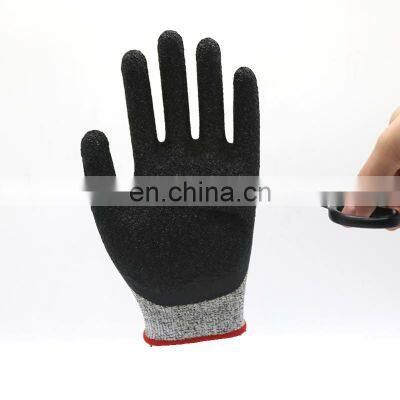 13 Gauge UHMWPE Yarns Anti-cutting Gloves EN 388 Cut Level5 Cut Resistant Gloves Crinkle Latex Finished Safety Working Gloves