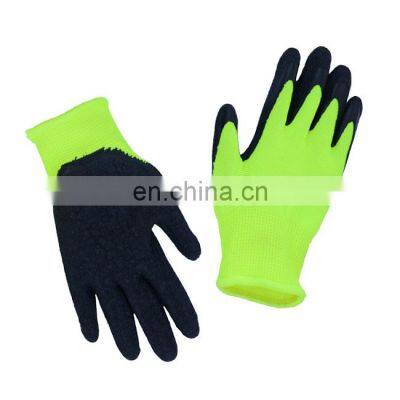 HANDLANDY children play outdoor school and garden gloves  latex coating Black latex kids hand gloves