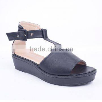 Good Quality Stylish Woman PU Upper Thick Sole Ankle Strap Sandals photo-2