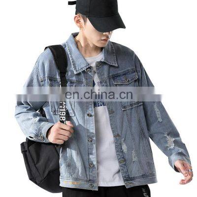 2021 Wholesale Custom casual Plus Size Windproof stripe Men's denim jean Jackets