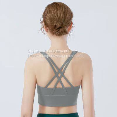 Yoga Workout Sports Bras for Women Criss Cross Back Medium Support Running Bra With Removable Cups photo-4