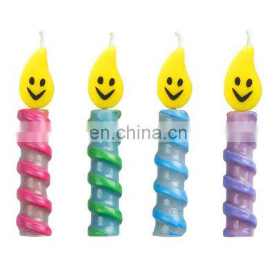 Hot Sale 4Pcs/Pack Birthday Party Cake Candle Decoration Candle Creative Smile Face Fire Shape Cake Topper