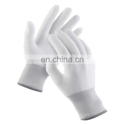 13 Gauge White Polyester Knitted Seamless Painting Gloves Reusable Nylon Safety Glove Liner Lint Free Inspection Working Gloves