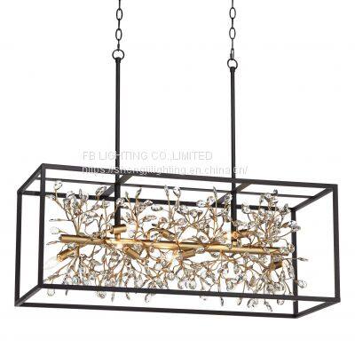 Black Gold Large Linear Pendant Chandelier 38