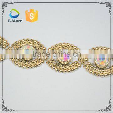 golden base with multi colors rhinestone trimming with wholesale price for lady shoes