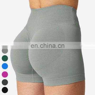 Quick Dry V Waist Scrunch Butt Biker Shorts Custom Logo Running Sports Pants Gym Fitness Leggings Women Seamless Yoga Shorts