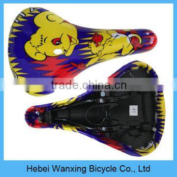 Custom colorful road bike saddle / leather and steel bicycle saddle for kids