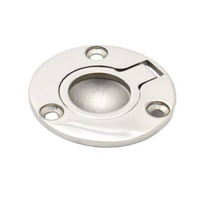 Round Flush Pull Latch Stainless Steel Deck Recessed Pull Handle Marine Mount Lifting Ring Locker Hardware for Boat Locker Window Drawer Cupboard