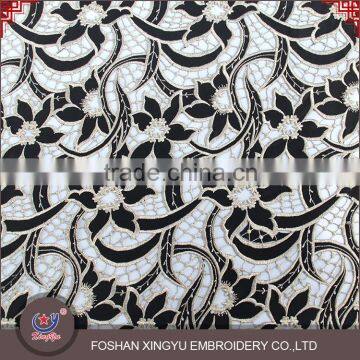 Hot-selling Promotional Custom Chemical Evening Sexy Dress Use Hot Popular Black Gold Lace Fabric Supplier's Choice photo-2