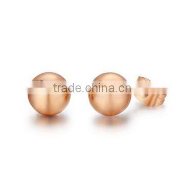 Ball Stud Earrings 8mm 304 Stainless Steel Rose Gold Plated, Rose Gold Ball Ear Stud