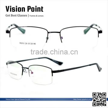 Fashion metal material half-rim 2014 latest design optical spectacle eyewear frames for men with spring hinge