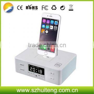 FM radio Alarm clock Dock charging Station bluetooth Speaker for iPhone and Samsung all smartphones