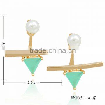 New Fashion Small Geometry Gold Ear Huggie Post Pearl Earrings Design For Girls photo-2