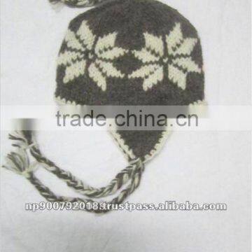 Hand Knitted Woolen Flower Hat