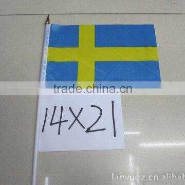 wholesale printed hand national flag in Sweden design