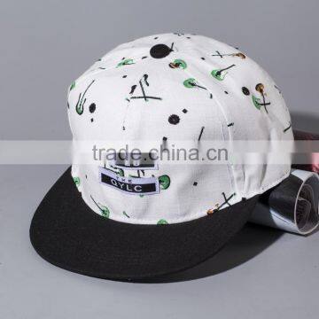 Small Guitar Printed Man Women Lovers Leather Brim Sport Sun Hat Flat Cap