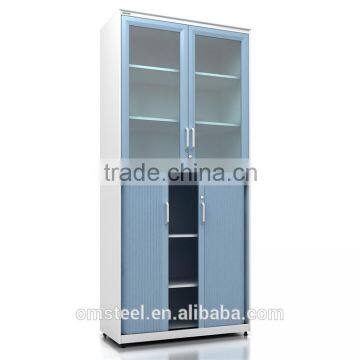 Upper Glass Swing Door Lower Tambour Door Steel Cupboard