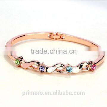 New 18k Rose Gold Filled Twist Clear Austrian Crystal Wrist Bracelet Bangle Jewelry photo-6