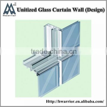 Aluminum unitized curtain wall with trong structure