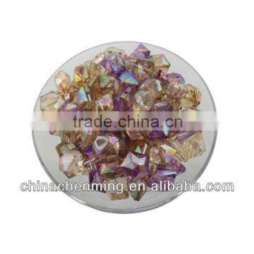 transparent plated AB effect acrylic diamond-cut beads