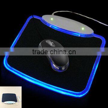 Blue LED Light Mousepad Mouse Pad Mat With 4Ports USB HUB