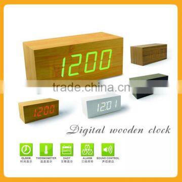 Wooden led digital alarm clock ,desktop big digital led clock