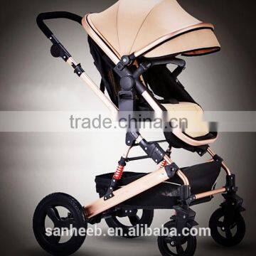 European standard style Foldable Anti-shock High View Carriage Infant Stroller Pushchair Pram(Golden)