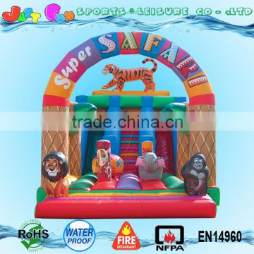 super safari inflatable slide, 3d tiger giant slide for children