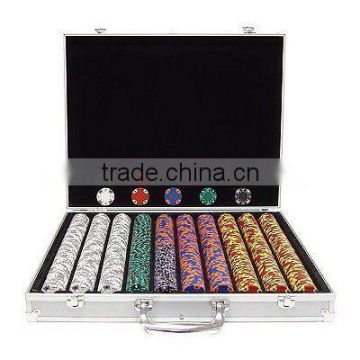 1000 14 GRAM A/K Tri Color Clay Poker Chips in Aluminum Case, Choice of 9 Colors